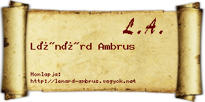 Lénárd Ambrus névjegykártya