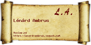 Lénárd Ambrus névjegykártya